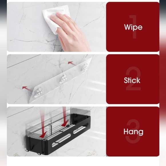 Shower Caddy - XLarge Adhesive Shower Organizer, Rustproof Shower Shelves - Picture 4 of 9